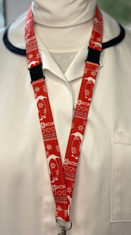 Christmas: Penguins Fabric Breakaway Lanyard - House of Lanyards