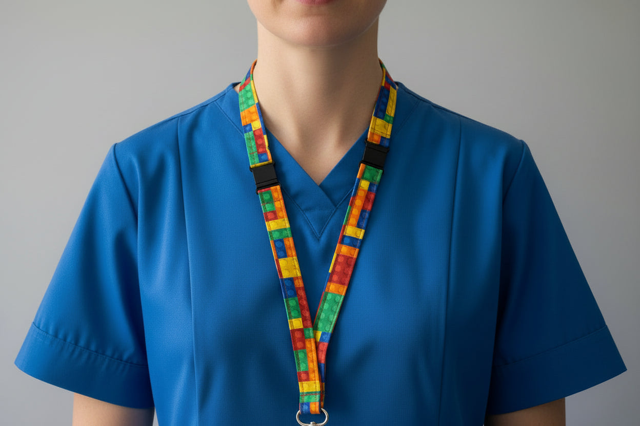 Handmade safety breakaway lanyard with anti-strangulation release points for NHS, healthcare, education and security staff