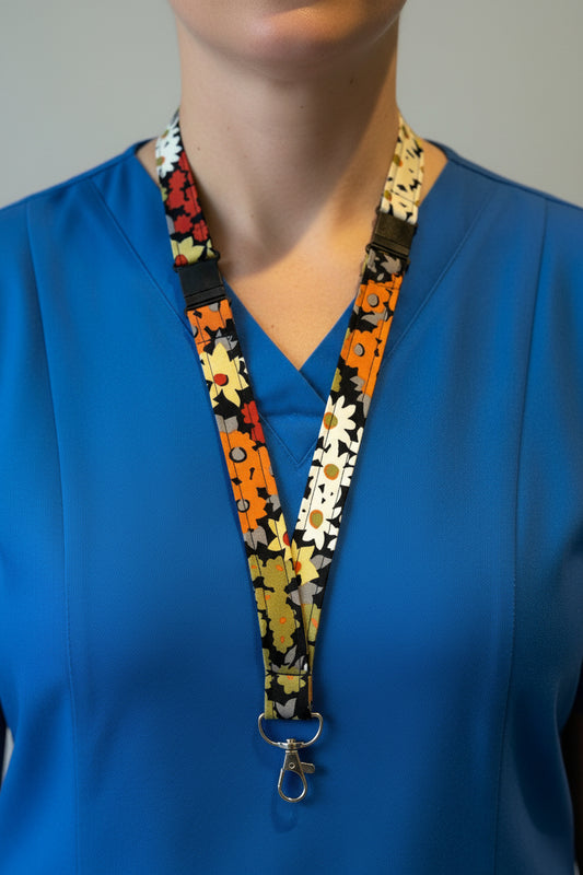 Handmade safety breakaway lanyard with multiple anti-strangulation breakaway points, designed for NHS, healthcare, mental health and security professionals