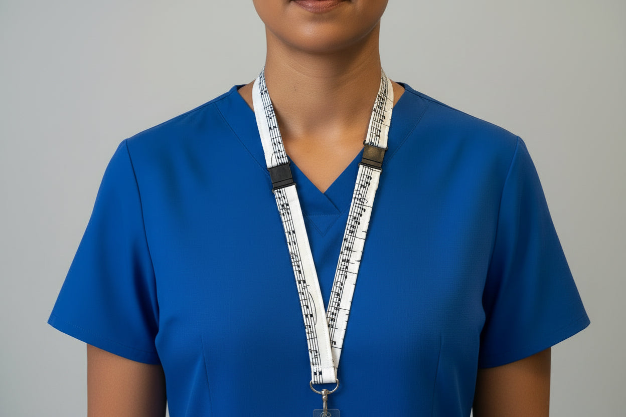 Handmade safety breakaway lanyard with multiple anti-strangulation breakaway points, designed for NHS, healthcare, mental health and security professionals