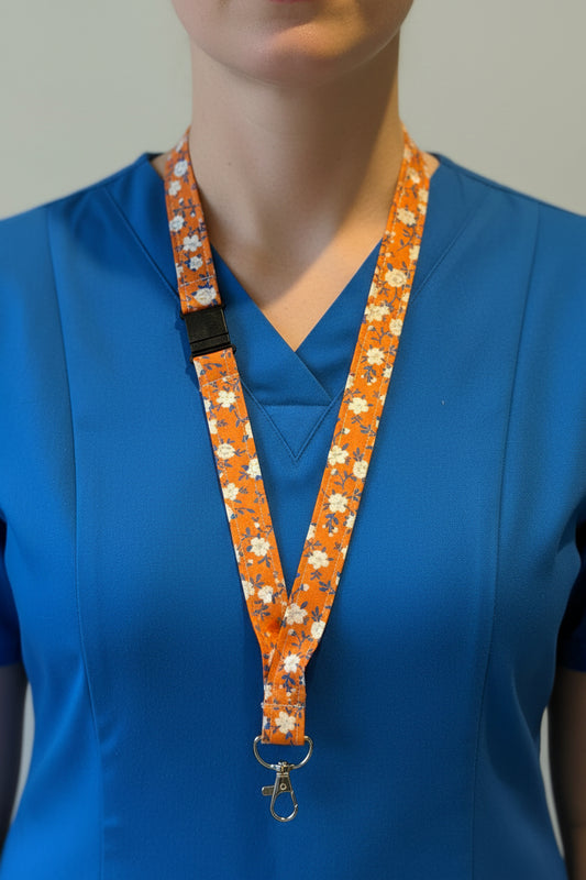 Handmade safety breakaway lanyard with multiple anti-strangulation breakaway points, designed for NHS, healthcare, mental health and security professionals