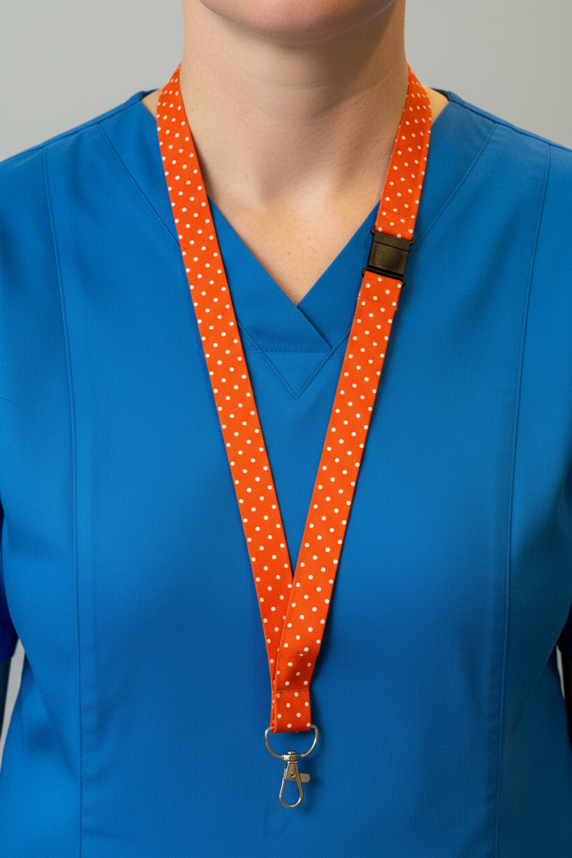 Handmade safety breakaway lanyard with multiple anti-strangulation breakaway points, designed for NHS, healthcare, mental health and security professionals
