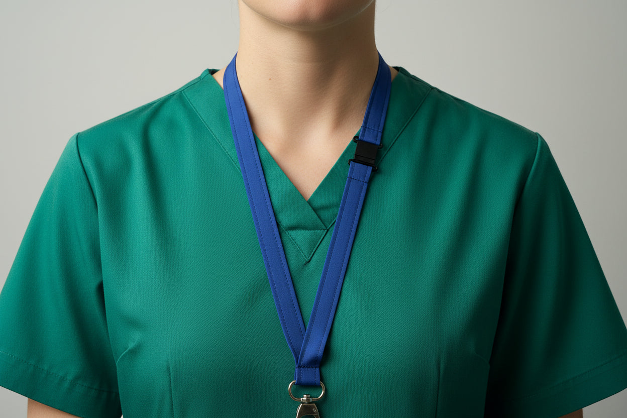 Handmade safety breakaway lanyard with multiple anti-strangulation breakaway points, designed for NHS, healthcare, mental health and security professionals