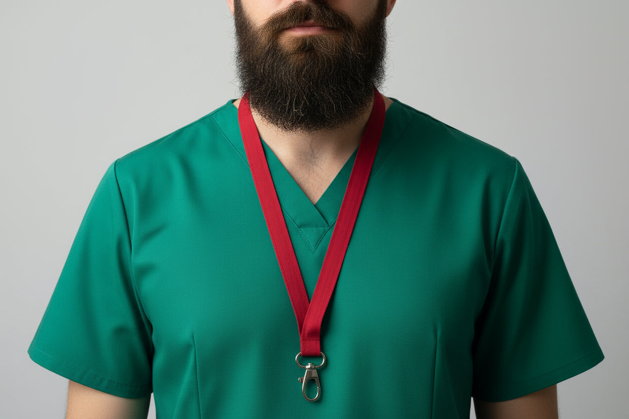 Handmade safety breakaway lanyard with anti-strangulation release points for NHS, healthcare, education and security staff