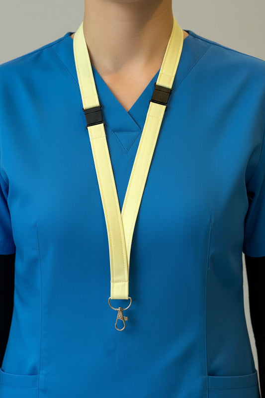 Handmade safety breakaway lanyard with multiple anti-strangulation breakaway points, designed for NHS, healthcare, mental health and security professionals