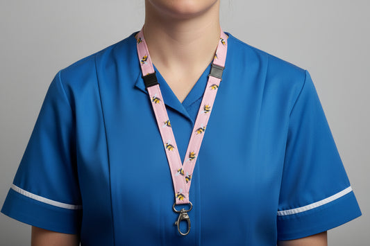 Handmade safety breakaway lanyard with multiple anti-strangulation breakaway points, designed for NHS, healthcare, mental health and security professionals