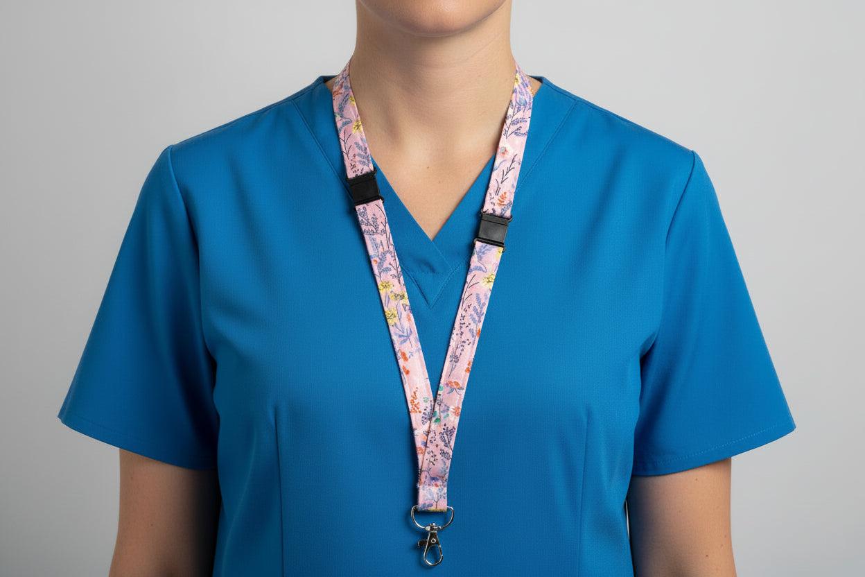 Handmade safety breakaway lanyard with anti-strangulation release points for NHS, healthcare, education and security staff