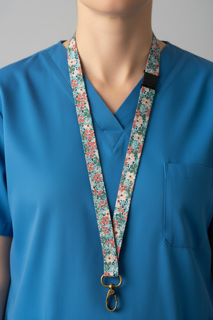 Handmade safety breakaway lanyard with multiple anti-strangulation breakaway points, designed for NHS, healthcare, mental health and security professionals