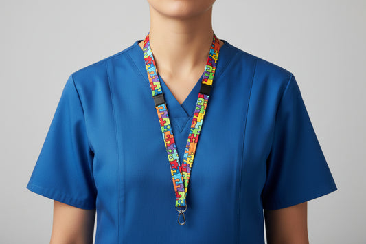 Handmade autism safety breakaway lanyard with multiple anti-strangulation breakaway points, designed for NHS, healthcare, mental health and security professionals