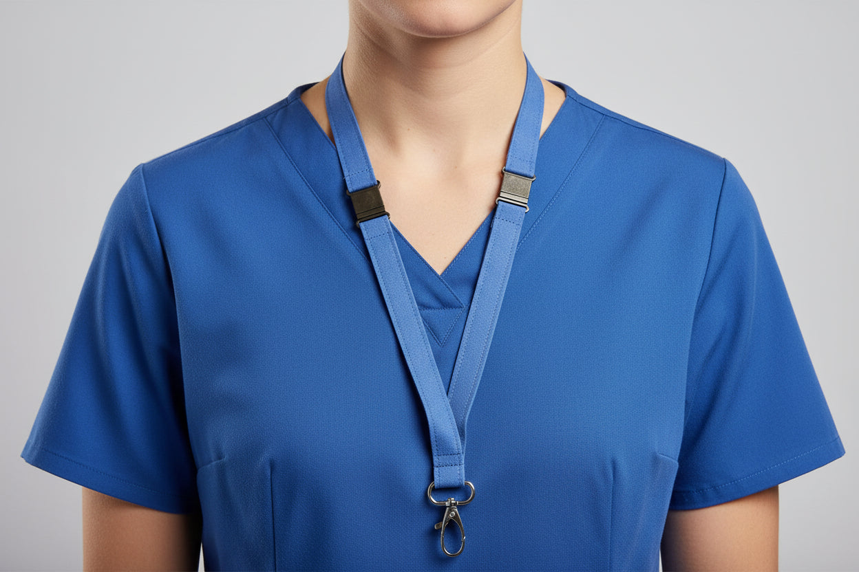 Handmade safety breakaway lanyard with multiple anti-strangulation breakaway points, designed for NHS, healthcare, mental health and security professionals