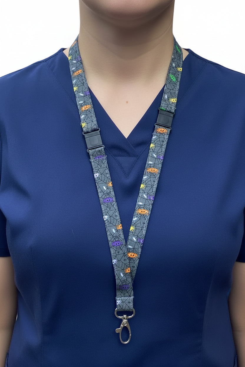 Spiders fabric lanyard