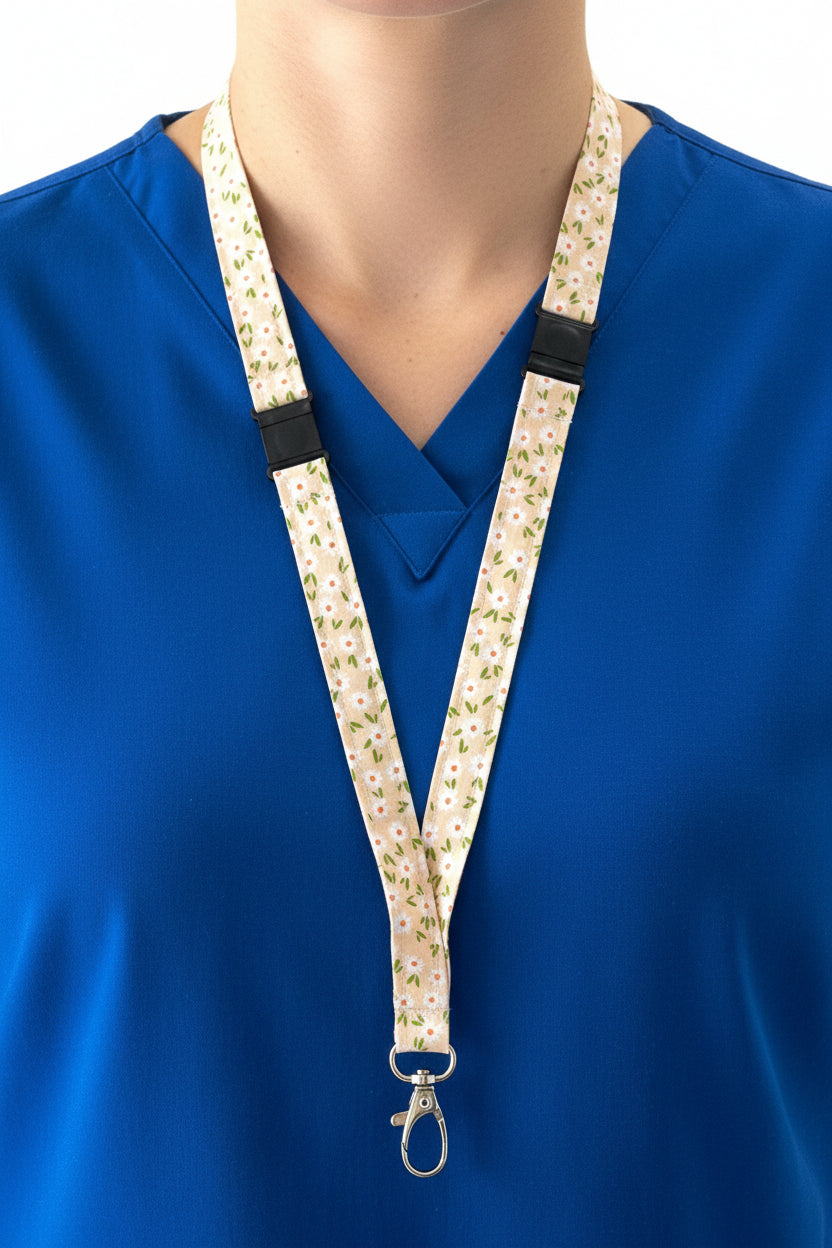 Small Daisy Fabric Breakaway Lanyard