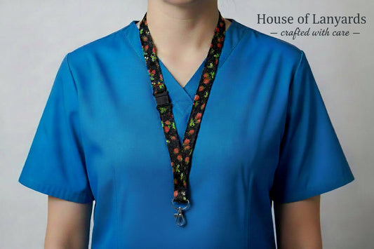 Handmade safety breakaway lanyard with anti-strangulation release points for NHS, healthcare, education and security staff