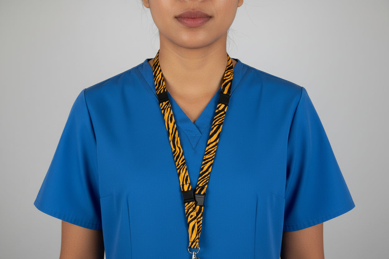 Handmade safety breakaway lanyard with anti-strangulation release points for NHS, healthcare, education and security staff