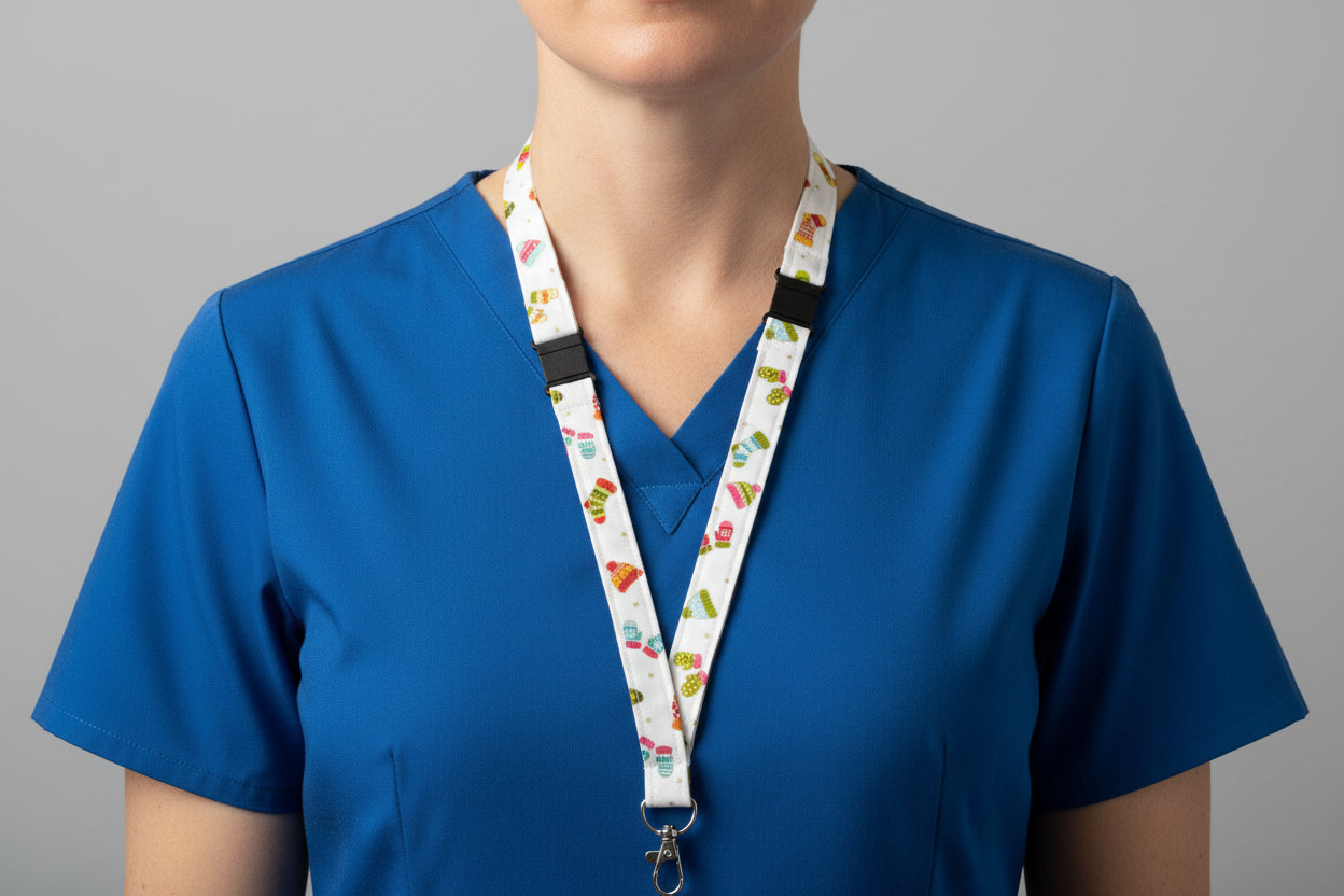 Handmade safety breakaway lanyard with anti-strangulation release points for NHS, healthcare, education and security staff