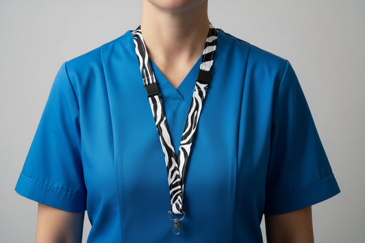 Handmade safety breakaway lanyard with anti-strangulation release points for NHS, healthcare, education and security staff